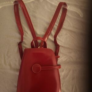 Elegant Red Leather Backpack